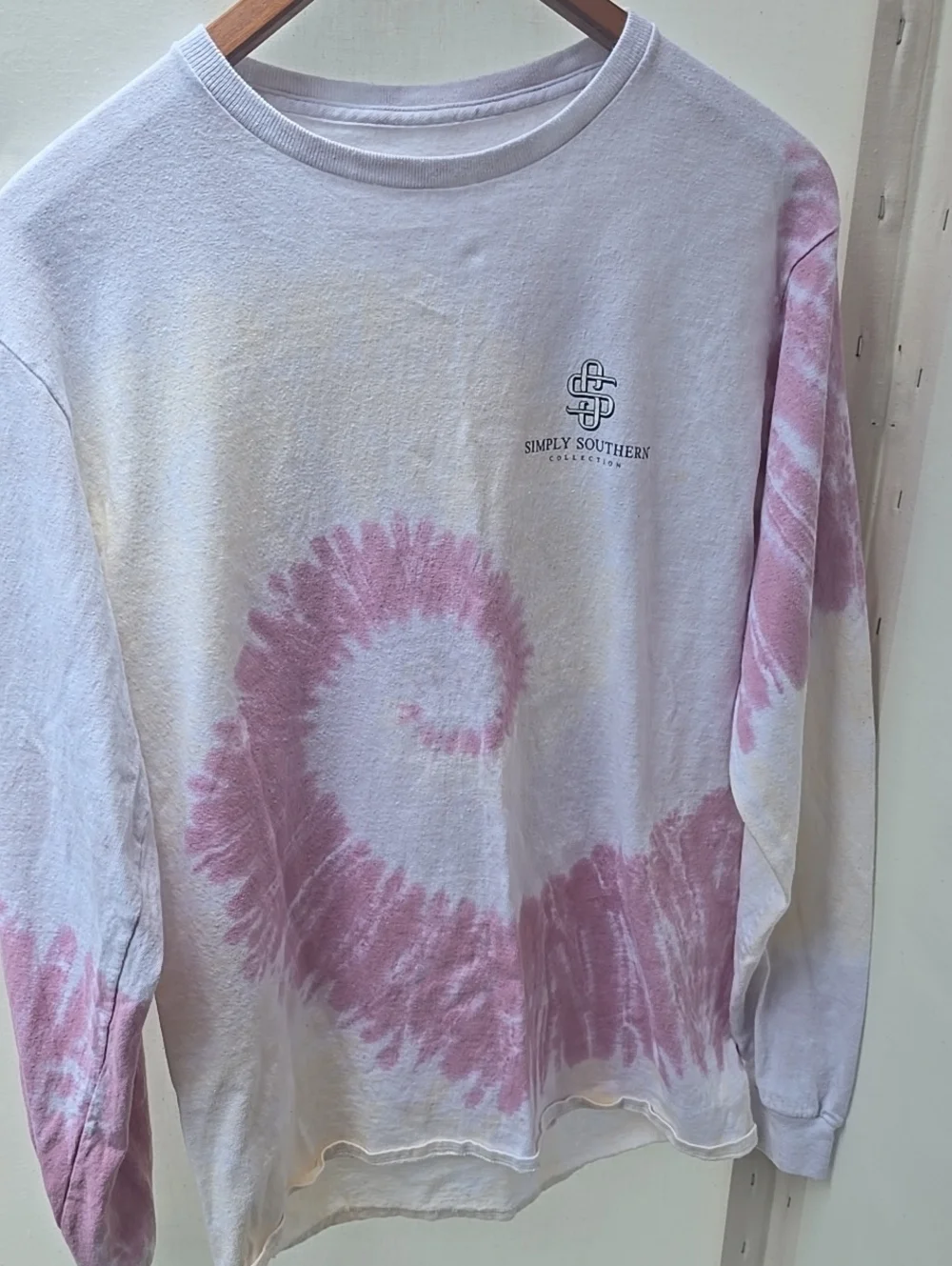 Simply Southern White & Pink Spiral Tie-Dye Long Sleeve Tee